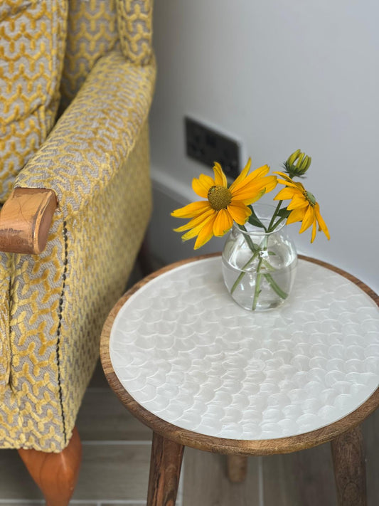 hand-painted white coffee table