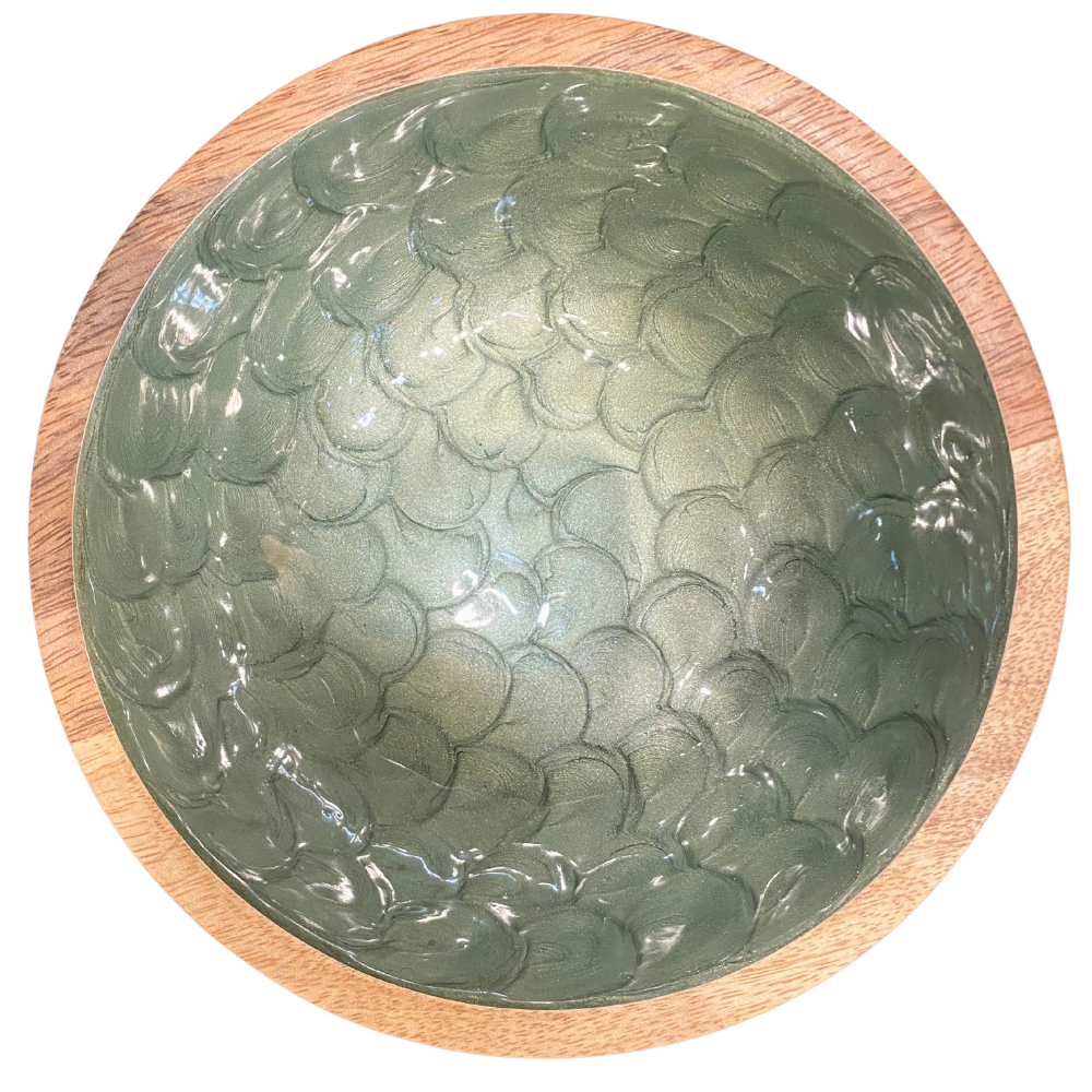 Small Pearl Finish Bowl in Sage Green (18cm)
