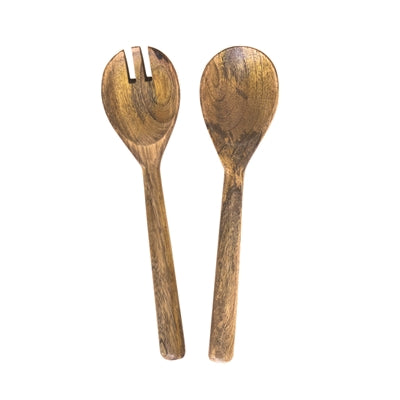 Natural wood salad servers. Made with sustainable mango wood.