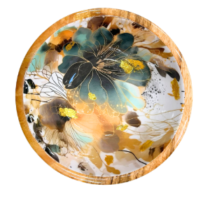 Medium Salad Bowl Set 'Shimmering White Lotus'