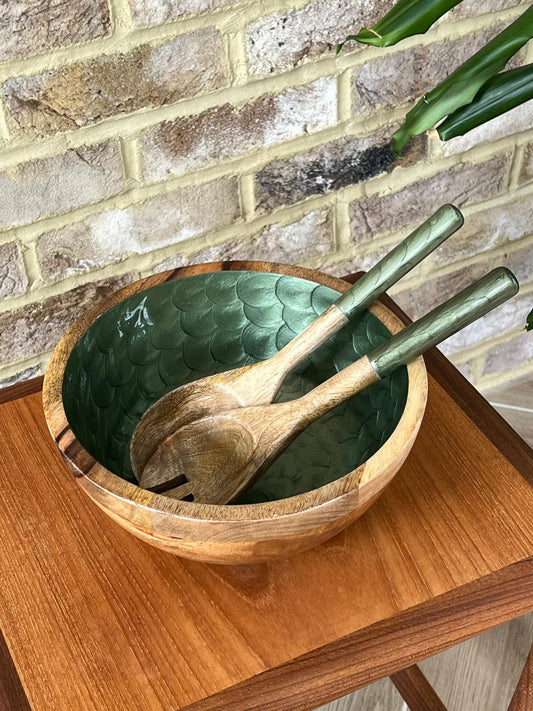 Medium Salad Bowl Set in 'Olive Green'