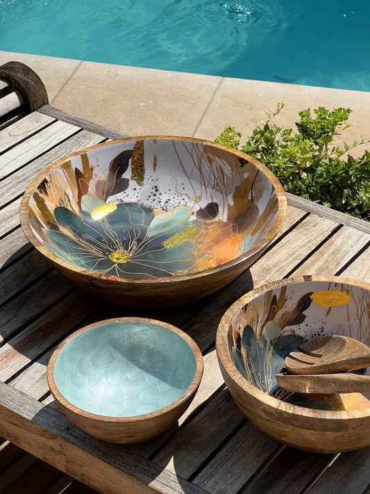 Large 'Shimmering White Lotus' Bowl