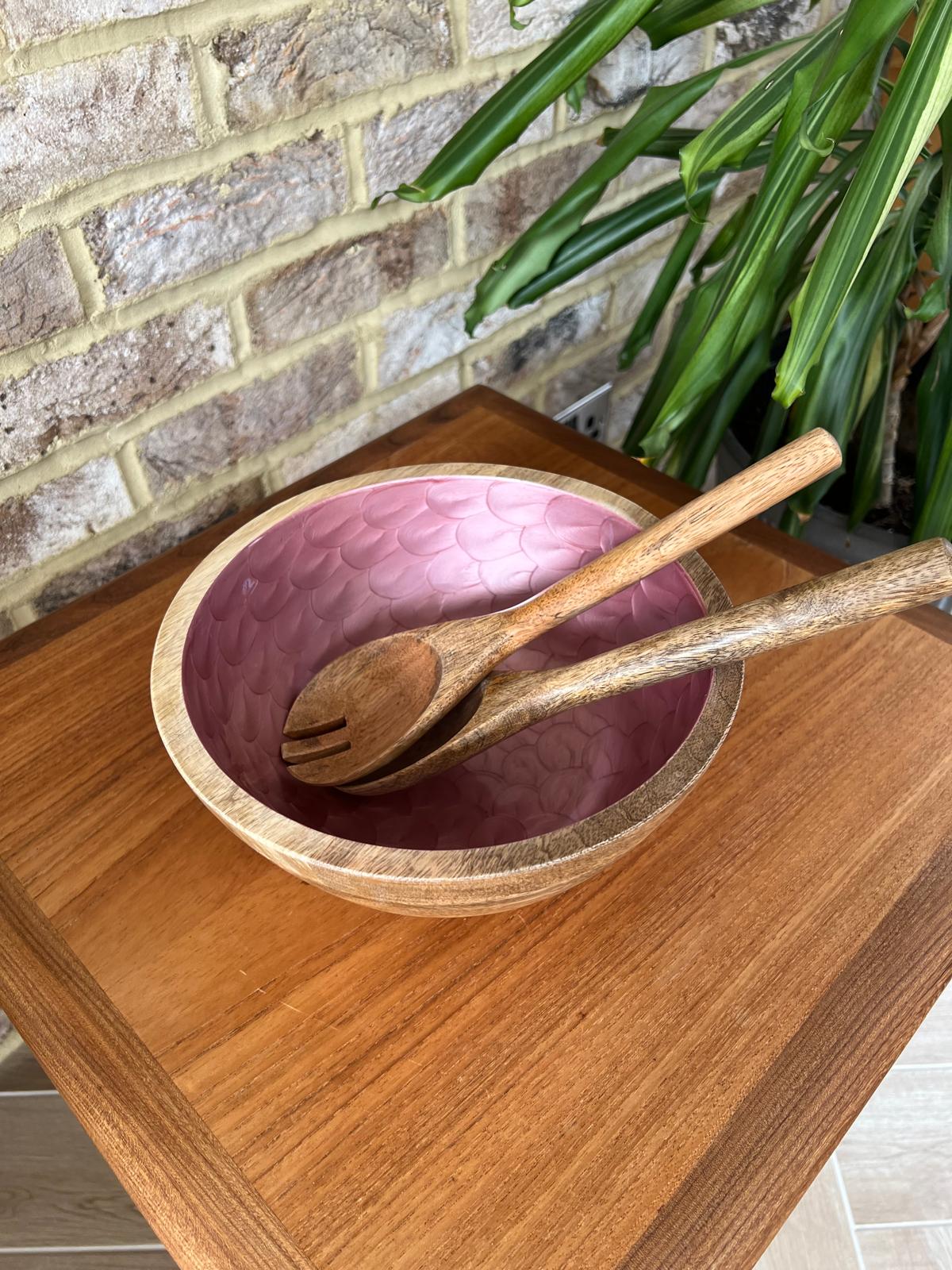 Medium Salad Bowl Set in Pink