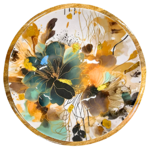Large Salad Bowl Set 'Shimmering White Lotus'